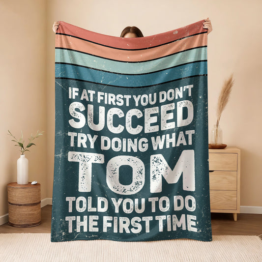 If At First You Don’t Succeed Retro Green Fleece Blanket TOM 13K1 BK29