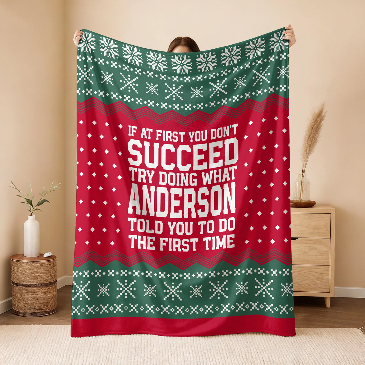 If At First You Don’t Succeed Red Green Christmas Fleece Blanket ANDERSON 13K1 BK28