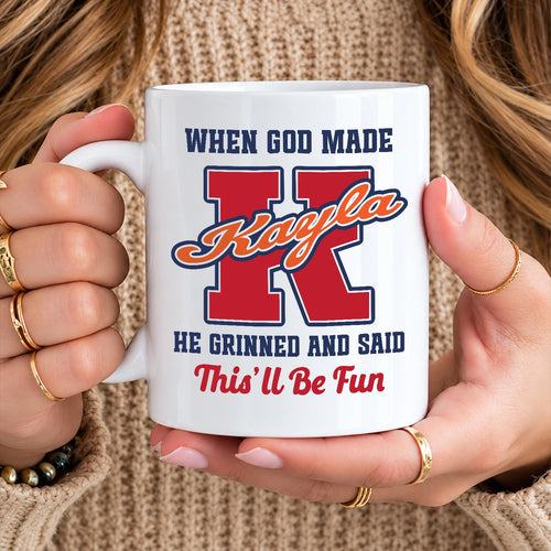 When God Made Your Name Personalized Baseball Mug KAYLA 13K1 MG07