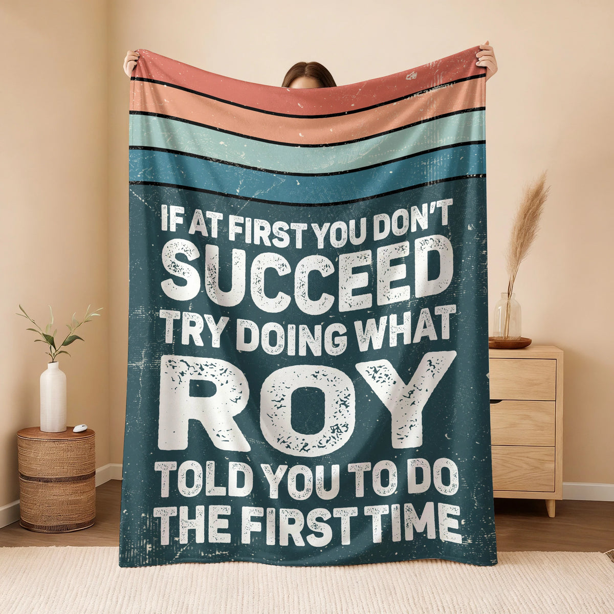 If At First You Don’t Succeed Retro Green Fleece Blanket ROY 13K1 BK29