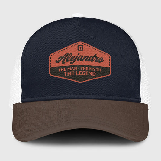 The Man The Myth The Legend Navy And Brown Mesh Cap ALEJANDRO 13K1 C188PF