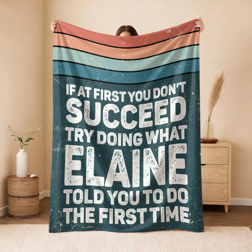 If At First You Don’t Succeed Retro Green Fleece Blanket ELAINE 13K1 BK29