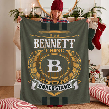 It's A Your Name Thing Olive Green Logo Fleece Blanket BENNETT 13K1 BK31