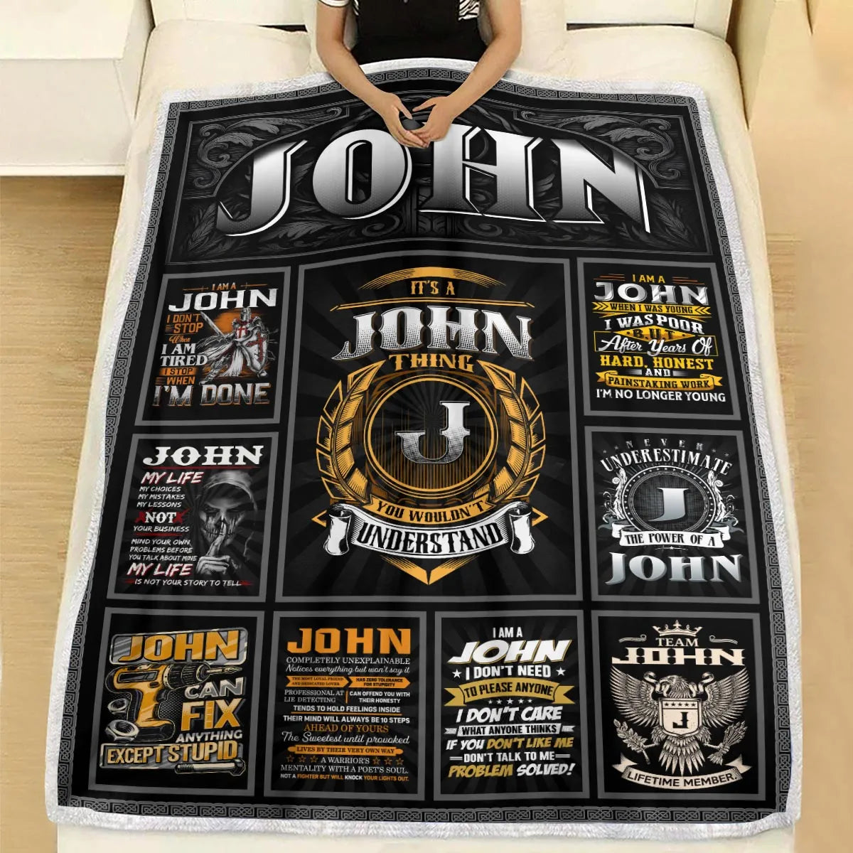 JOHN Personalized Blanket | Custom Name Cozy Throw Gift 13K1-BK2