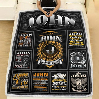 JOHN Personalized Blanket | Custom Name Cozy Throw Gift 13K1-BK2