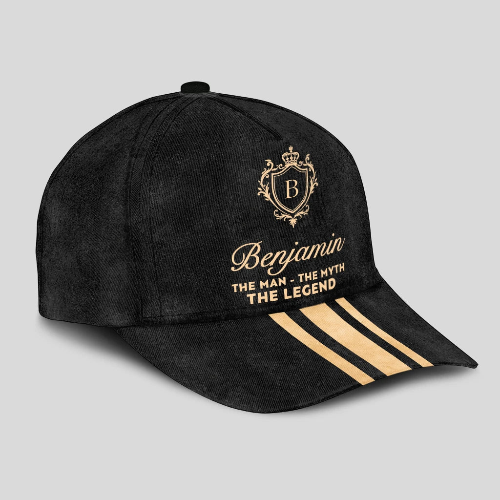 The Man The Myth The Legend Golden Stripes Black Cap BENJAMIN 13K1 C136PF