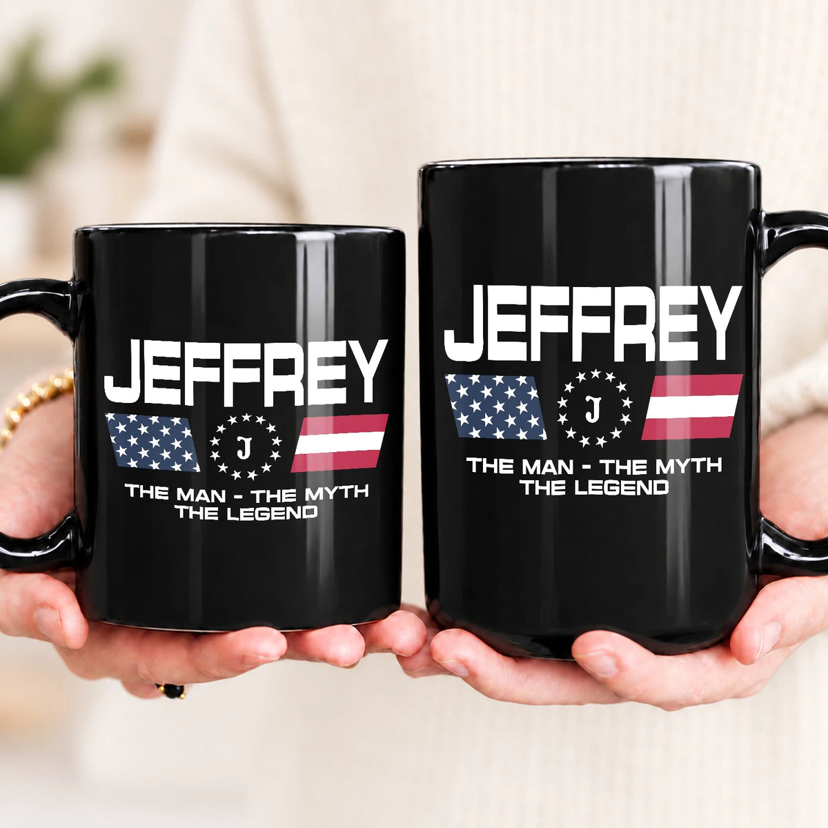 The Man The Myth The Legend Us Flag Mug JEFFREY 13K1 MG23