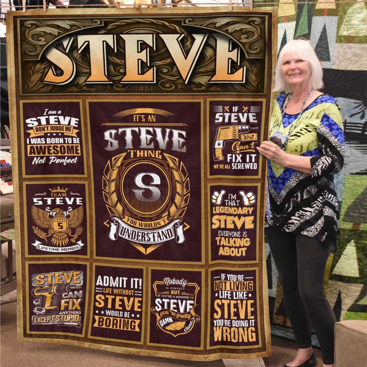 STEVE Personalized Blanket | Custom Name Cozy Throw Gift 13K1-BK4