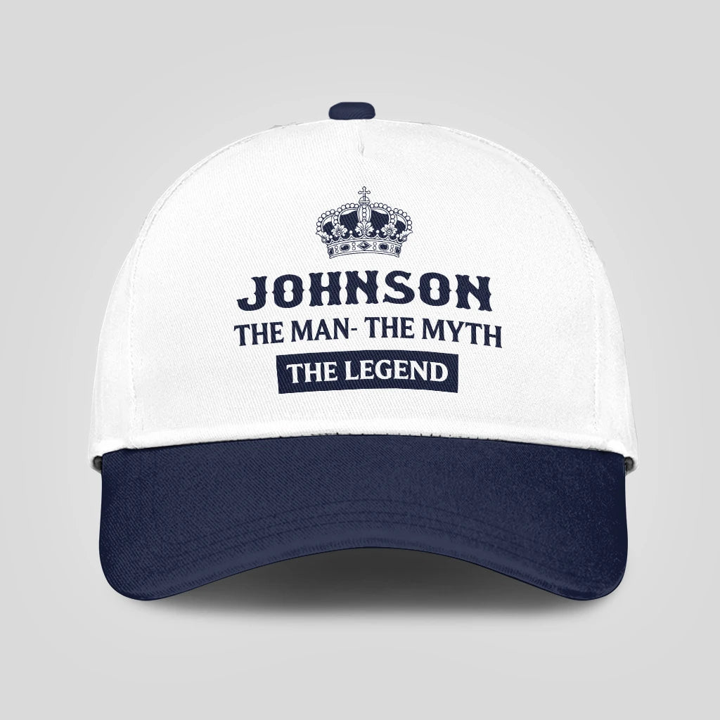 The Man The Myth The Legend King Crown Blue And White Cap JOHNSON 13K1 C147PF
