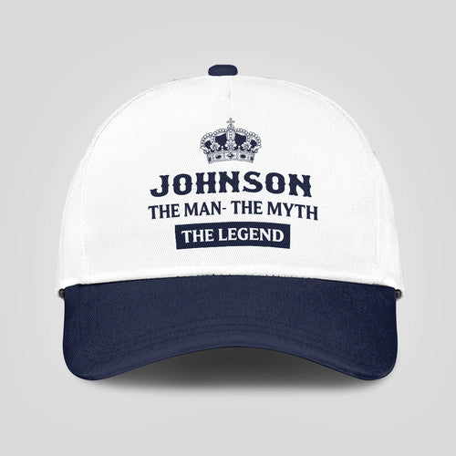 The Man The Myth The Legend King Crown Blue And White Cap JOHNSON 13K1 C147PF