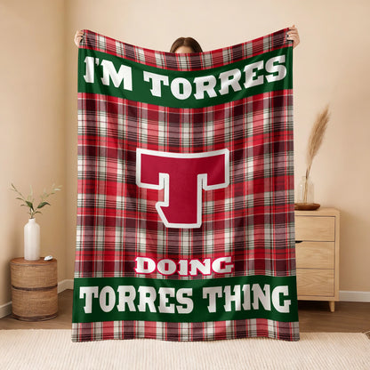 I'm Name Doing Name Things Red Plaid Fleece Blanket TORRES 13K1 BK49