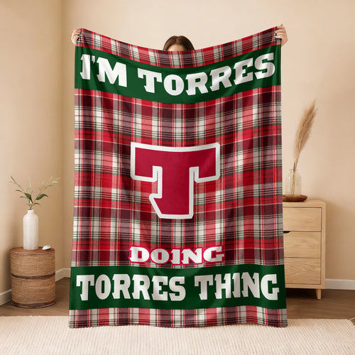 I'm Name Doing Name Things Red Plaid Fleece Blanket TORRES 13K1 BK49
