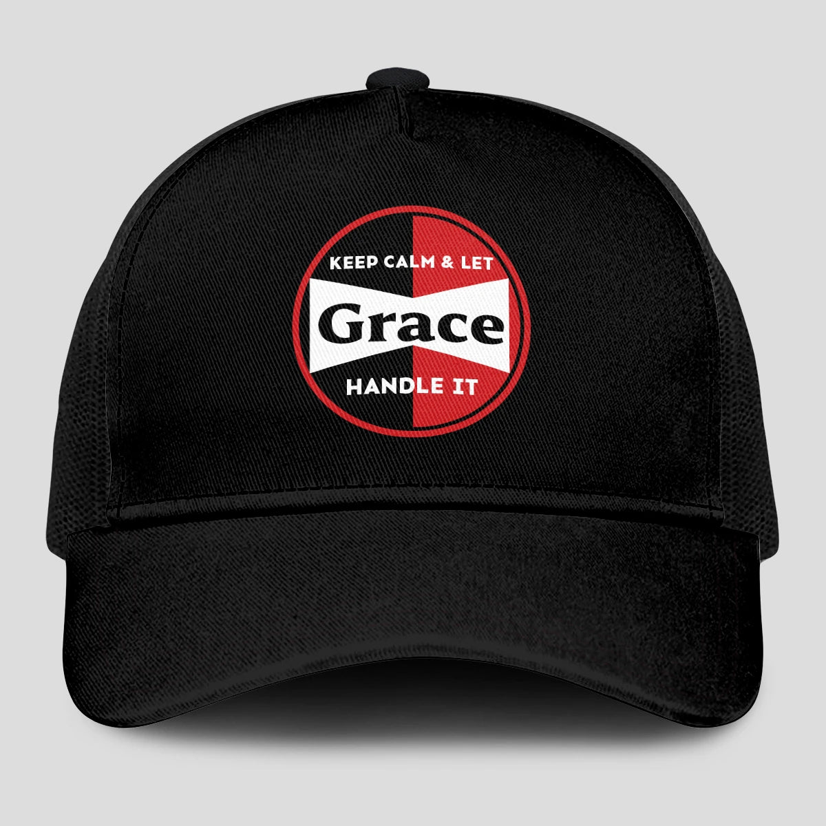 Keep Calm & Let Your Name Handle It Black Mesh Cap GRACE 13K1 C206PF