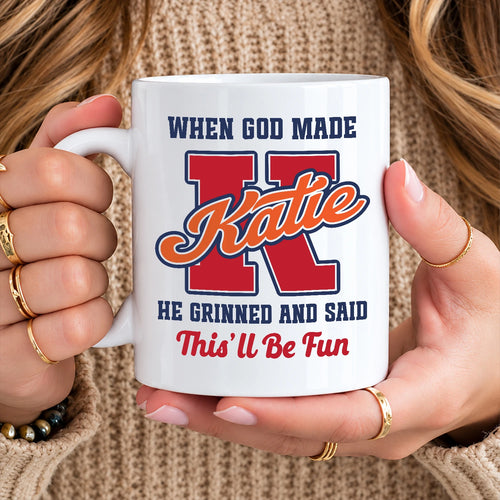 When God Made Your Name Personalized Baseball Mug KATIE 13K1 MG07