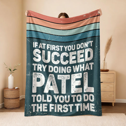 If At First You Don’t Succeed Retro Green Fleece Blanket PATEL 13K1 BK29