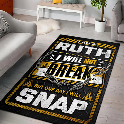 RUTH Motivational Rug – Black & Yellow Quote Carpet for Living Room 13K1-AR1