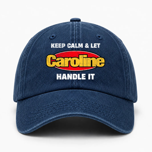Keep Calm & Let Your Name Handle It Yellow And Red Logo Washed Cap CAROLINE 13K1 C172PF