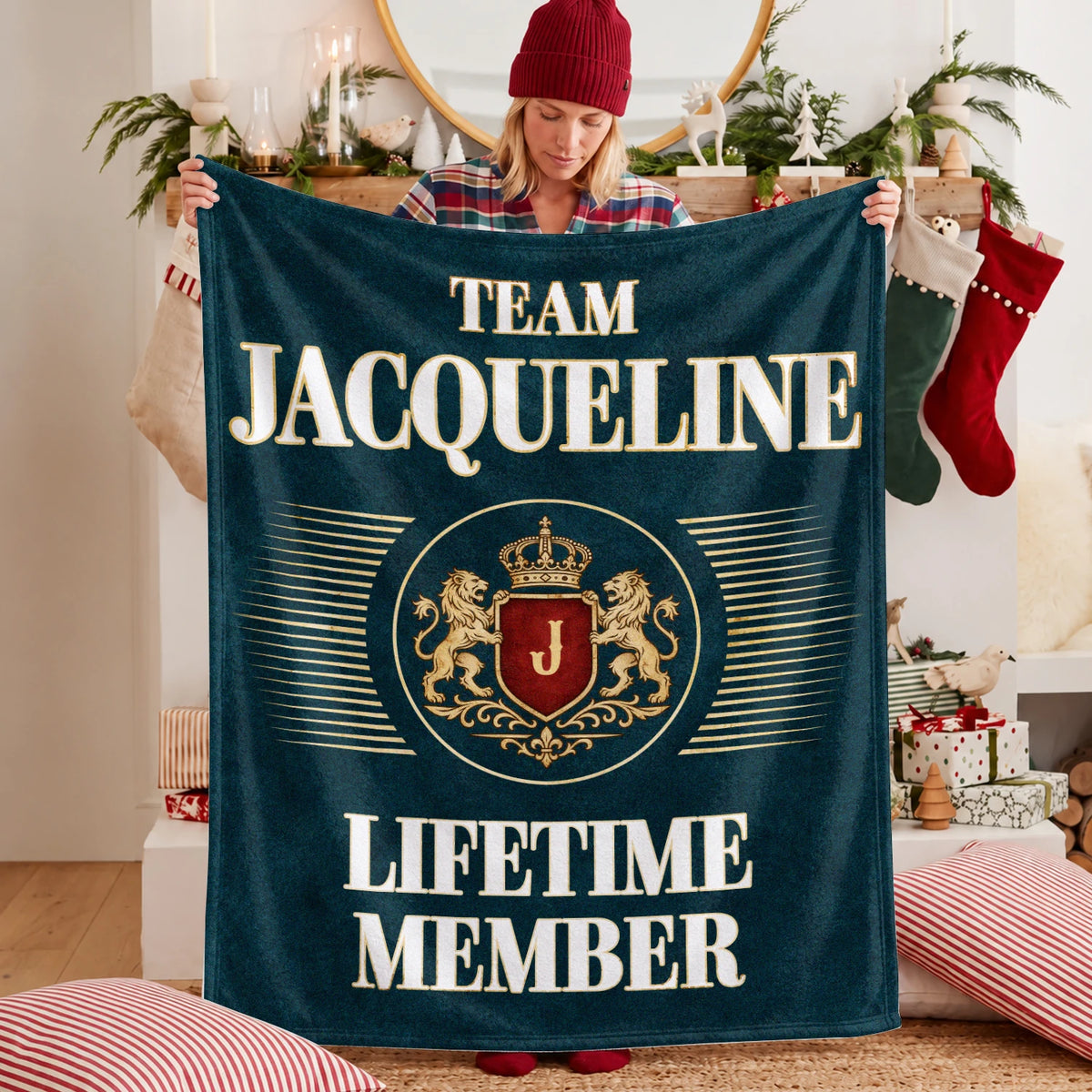Team Your Name Lifetime Member Sage Green Fleece Blanket JACQUELINE 13K1 BK42