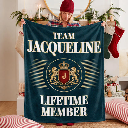 Team Your Name Lifetime Member Sage Green Fleece Blanket JACQUELINE 13K1 BK42