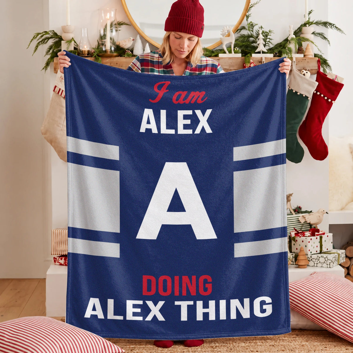 I'm Name Doing Name Things Navy Fleece Blanket ALEX 13K1 BK51