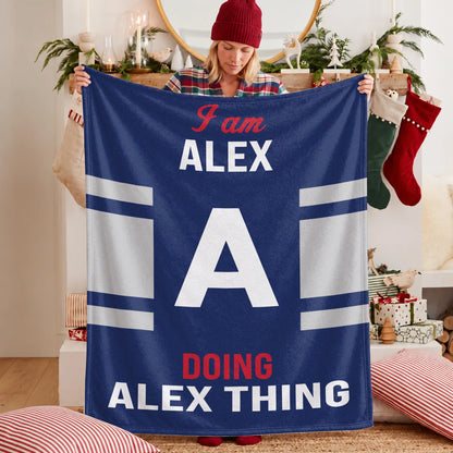 I'm Name Doing Name Things Navy Fleece Blanket ALEX 13K1 BK51