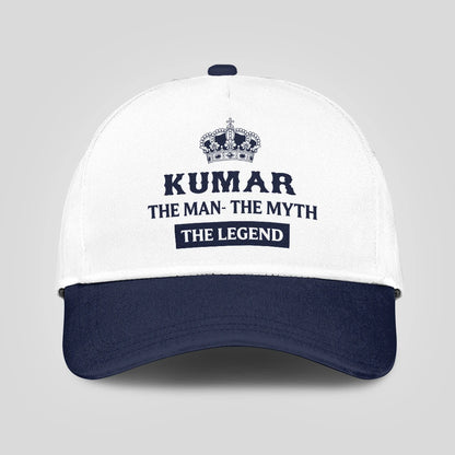 The Man The Myth The Legend King Crown Blue And White Cap KUMAR 13K1 C147PF