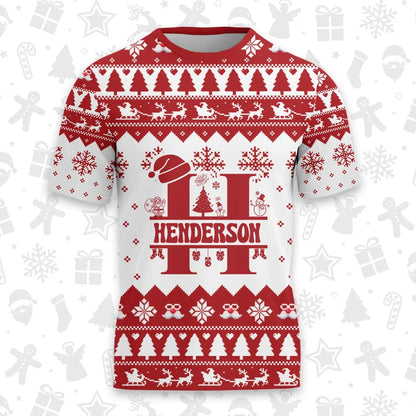 HENDERSON Personalized Christmas T-Shirt Pajama Set - Holiday Gift Outfit 13K1-CR2