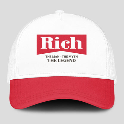 The Man The Myth The Legend Red And White Mesh Cap RICH 13K1 C197PF