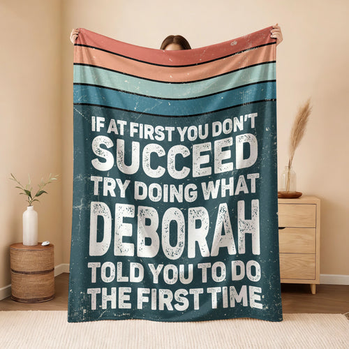 If At First You Don’t Succeed Retro Green Fleece Blanket DEBORAH 13K1 BK29