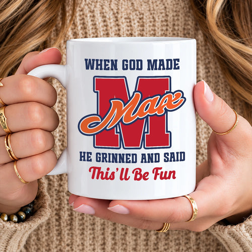 When God Made Your Name Personalized Baseball Mug MAX 13K1 MG07