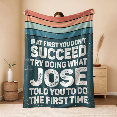 If At First You Don’t Succeed Retro Green Fleece Blanket JOSE 13K1 BK29