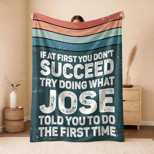 If At First You Don’t Succeed Retro Green Fleece Blanket JOSE 13K1 BK29