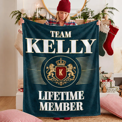 Team Your Name Lifetime Member Sage Green Fleece Blanket KELLY 13K1 BK42