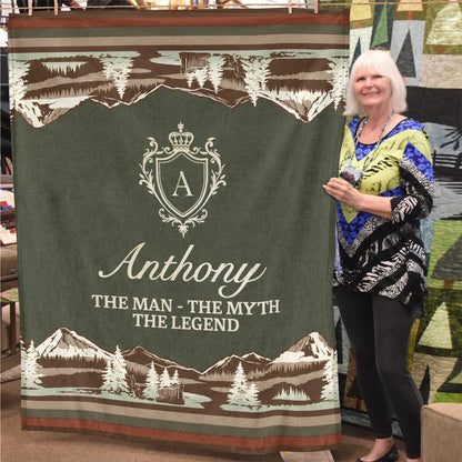 The Man The Myth The Legend Deer In Forest Brown Fleece Blanket ANTHONY 13K1 BK10