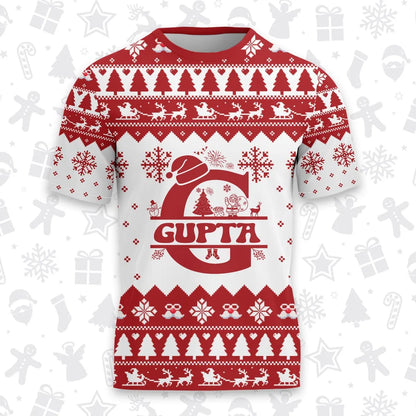 GUPTA Personalized Christmas T-Shirt Pajama Set - Holiday Gift Outfit 13K1-CR2