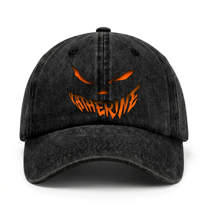 Your Name Jack O' Lantern Halloween Washed Cap KATHERINE 13K1 C100PF