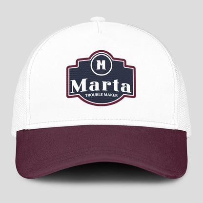 Trouble Maker Burgundy And White Funny Mesh Cap MARTA 13K1 C201PF
