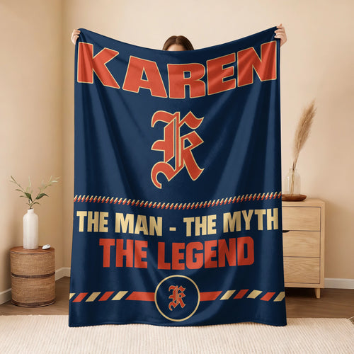 The Man The Myth The Legend Retro Fleece Blanket KAREN 13K1 BK53