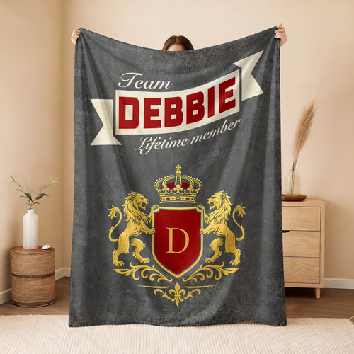 Team Your Name Lifetime Member Charcoal Blanket DEBBIE 13K1 BK20
