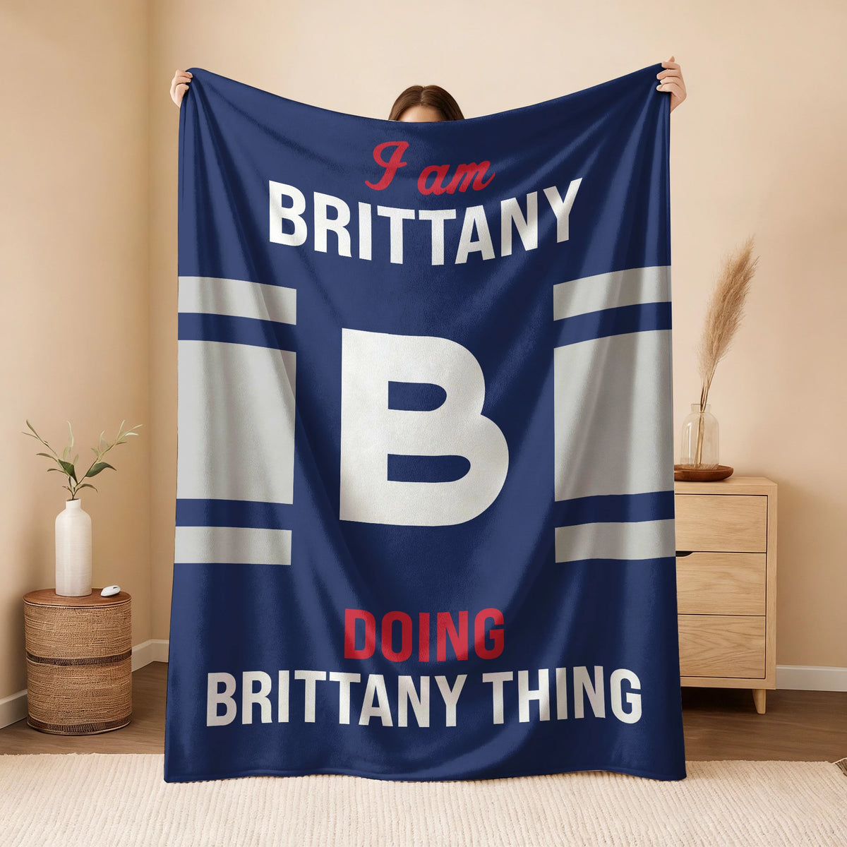 I'm Name Doing Name Things Navy Fleece Blanket BRITTANY 13K1 BK51