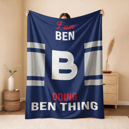 I'm Name Doing Name Things Navy Fleece Blanket BEN 13K1 BK51