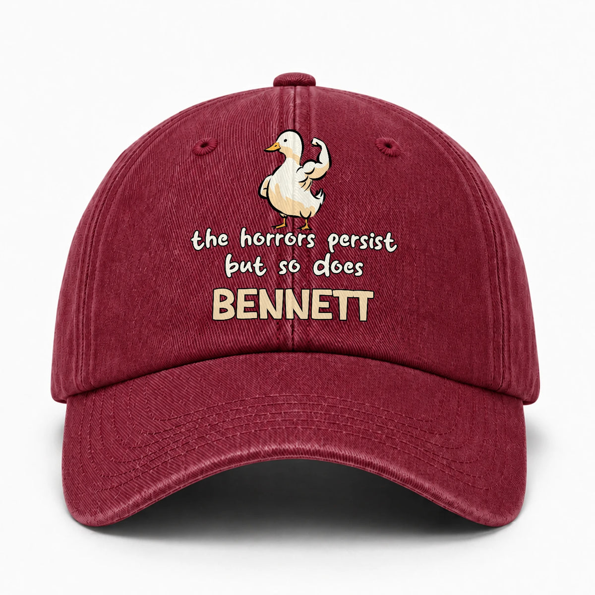 The Horrors Persist But So Does Your Name Funny Goose Burgundy Washed Cap BENNETT 13K1 C126PF