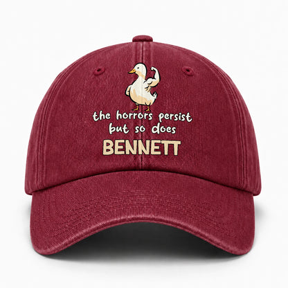 The Horrors Persist But So Does Your Name Funny Goose Burgundy Washed Cap BENNETT 13K1 C126PF
