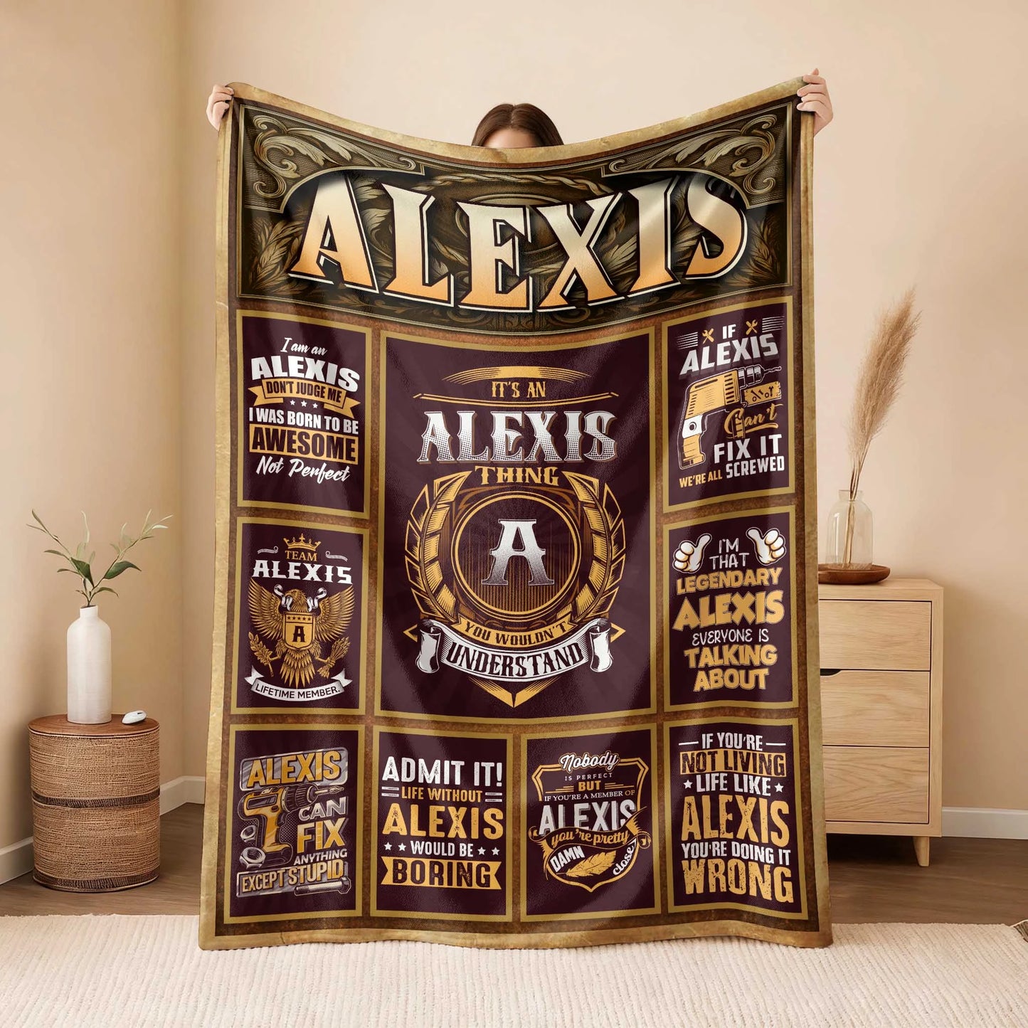 ALEXIS Personalized Blanket | Custom Name Cozy Throw Gift 13K1-BK4