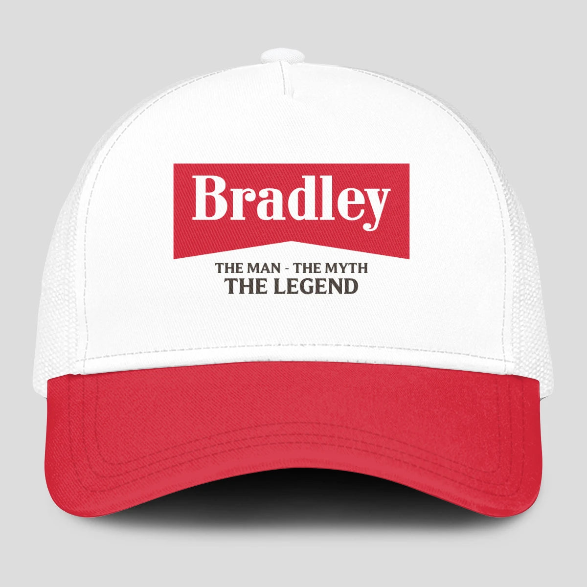 The Man The Myth The Legend Red And White Mesh Cap BRADLEY 13K1 C197PF