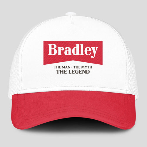 The Man The Myth The Legend Red And White Mesh Cap BRADLEY 13K1 C197PF