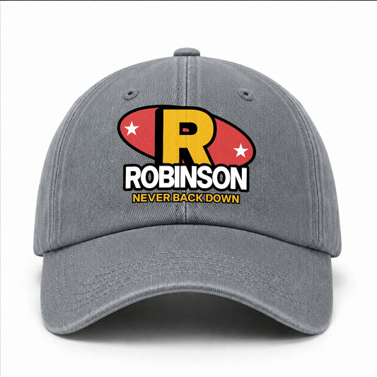 Never Back Down With Your Name And Initial Letter Washed Cap ROBINSON 13K1 C82PF