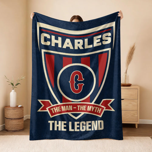 The Man The Myth The Legend Blue Burgundy Baseball Blanket CHARLES 13K1 BK18