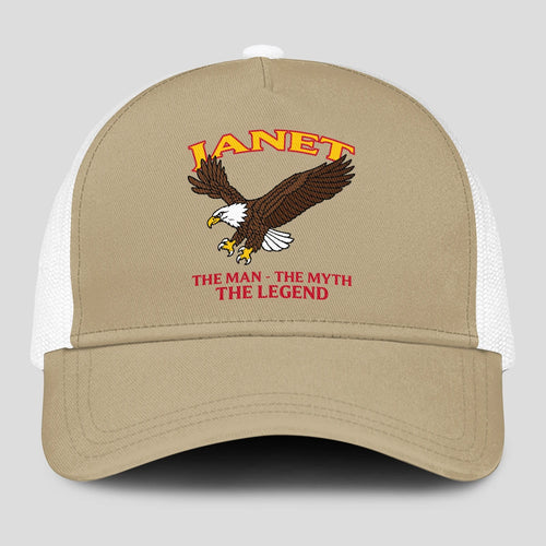 The Man The Myth The Legend Eagle Khaki Mesh Cap JANET 13K1 C210PF