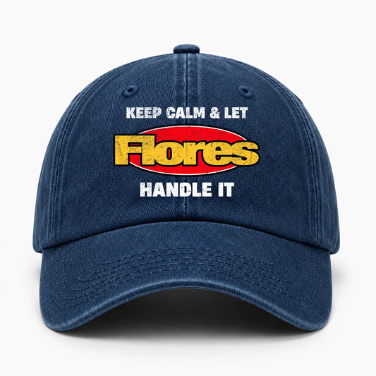 Keep Calm & Let Your Name Handle It Yellow And Red Logo Washed Cap FLORES 13K1 C172PF